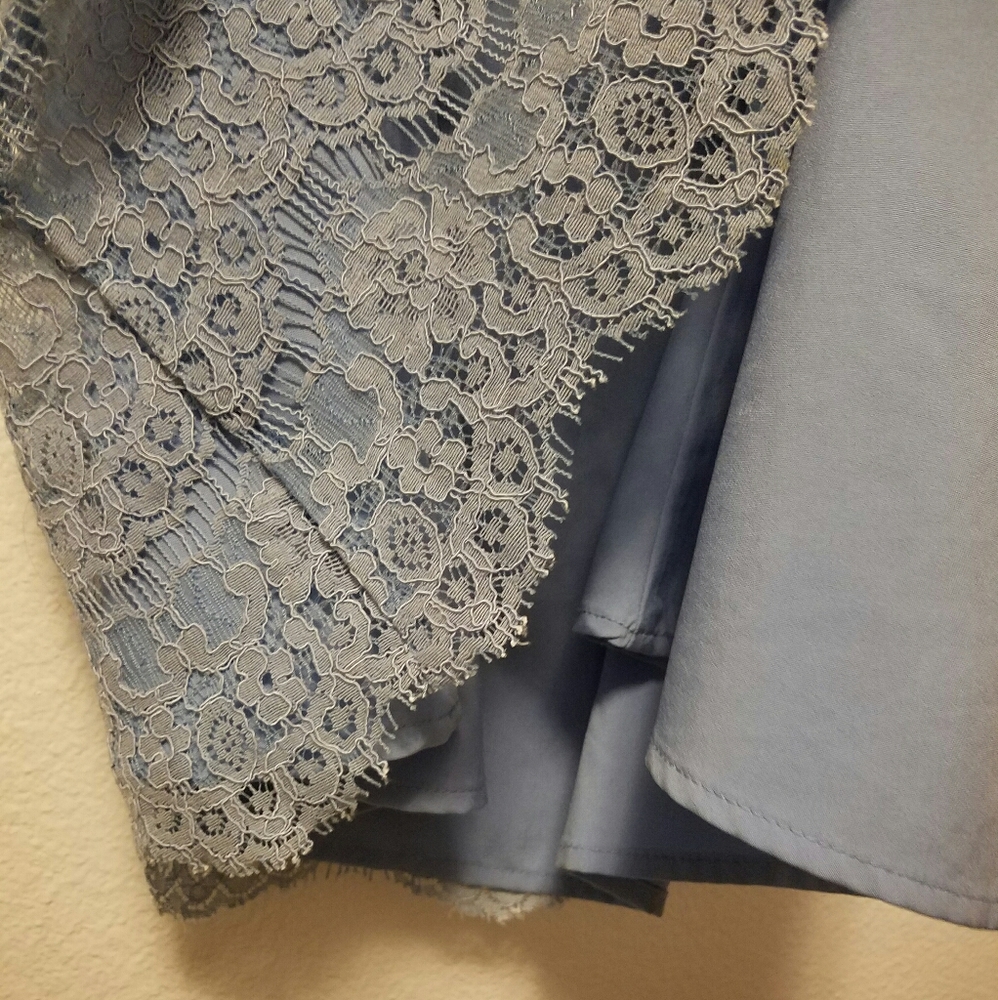 👗 Forever 21 Blue Strapless Floral Lace Dress Size Large - Picture 10 of 14
